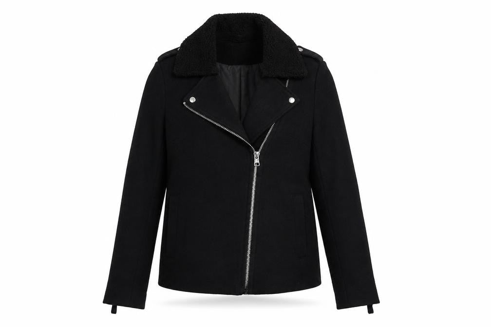 Dorothy Perkins Women's Black Wool Moto Jacket S