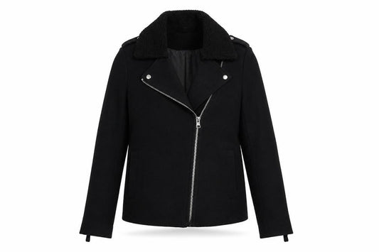 Dorothy Perkins Women's Black Wool Moto Jacket S