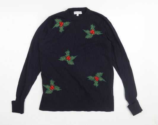 Warehouse Women's Black Christmas Pullover Jumper - Size 6
