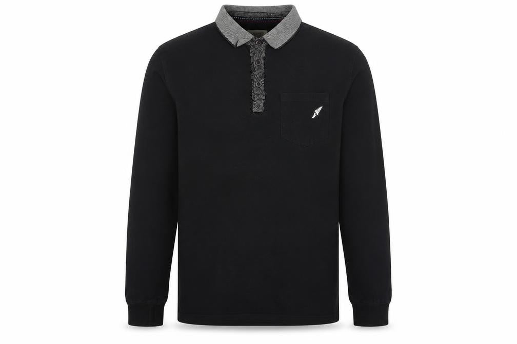 Brookhaven Men's Black Long Sleeve Polo, Size M