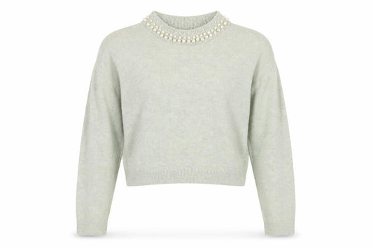 H&M Women's Grey Beaded High Neck Jumper M