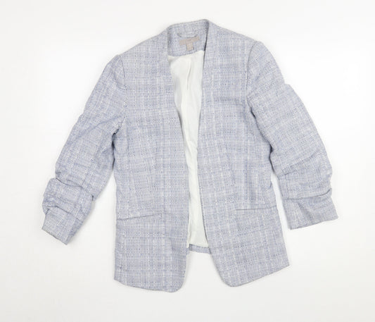 H&M Women's Blue Check Blazer Jacket UK 8