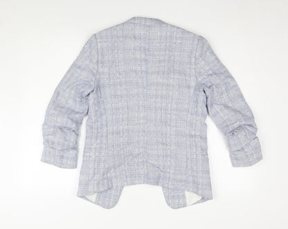 H&M Women's Blue Check Blazer Jacket UK 8