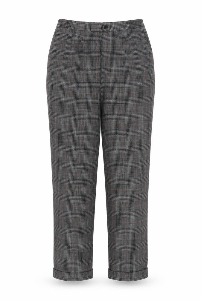 Hunter Sportswear Grey Check Pleated Trousers Size 14