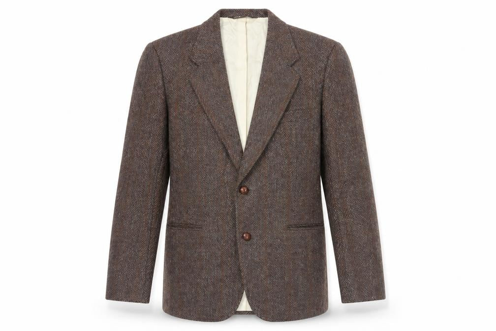 Harry Rosen Men's Brown Herringbone Wool Blazer 40