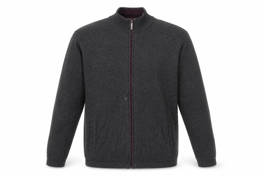 Jeff Banks Men's Black Full Zip Cotton Cashmere Jumper