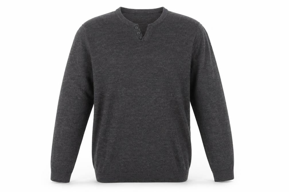 Red Herring Men's Black XL Henley Jumper