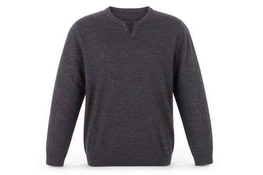 Front view of Red Herring Men's Black XL Henley Jumper
