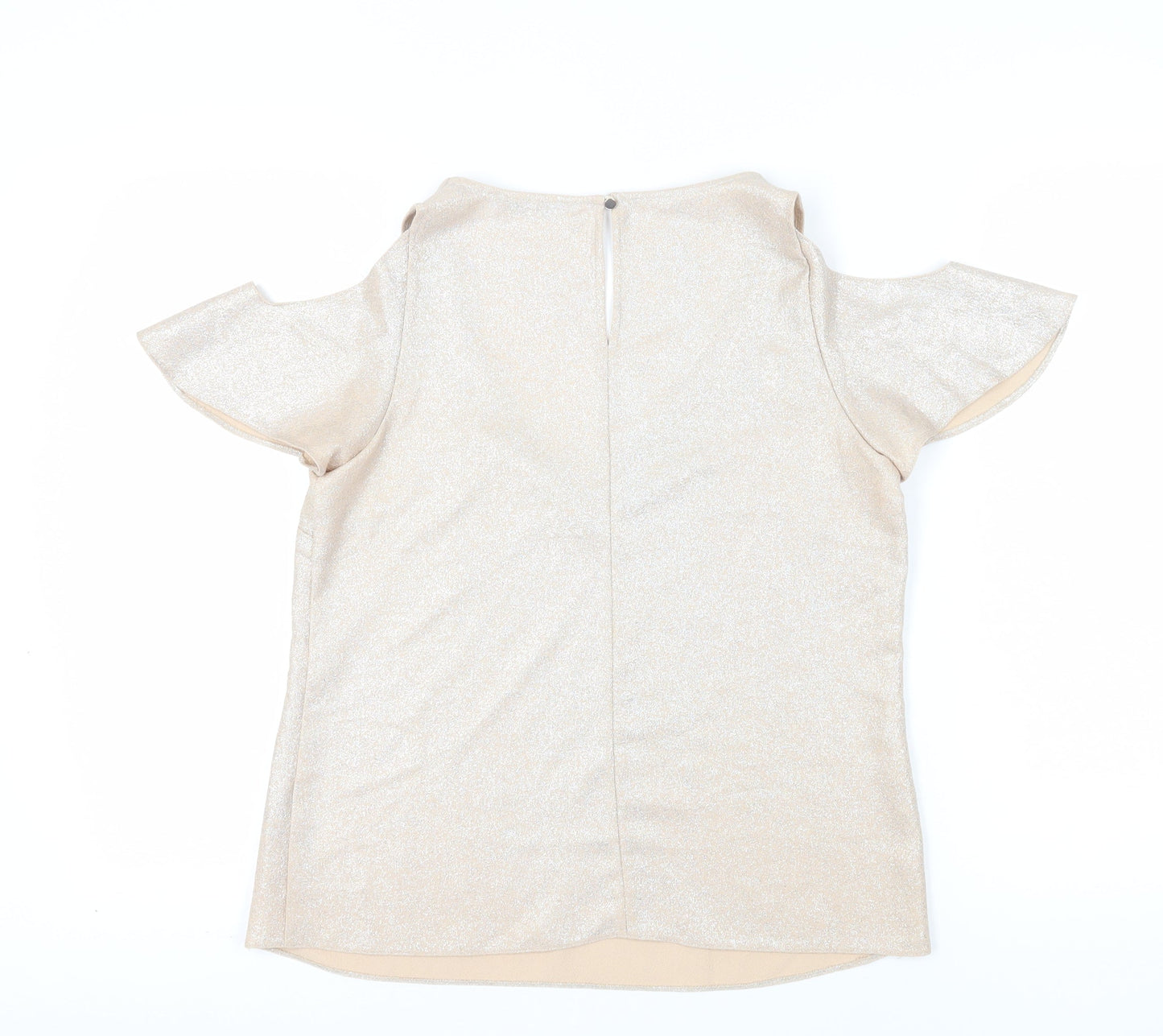 Oasis Women Beige Flutter Sleeve Party Blouse Size 12