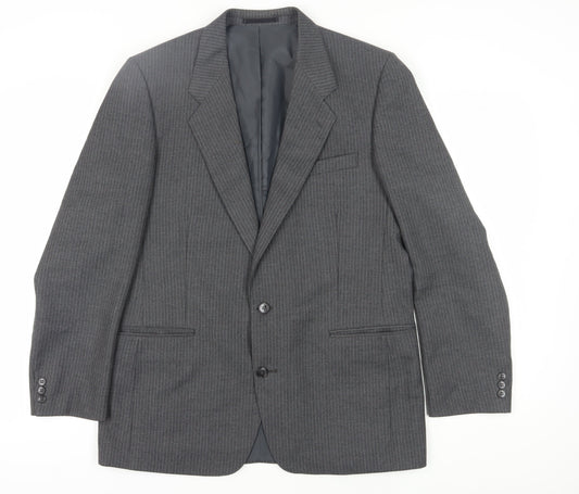 C&A Men's Grey Long Striped Blazer - Size 42L