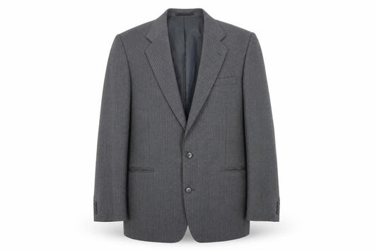 C&A Men's Grey Long Striped Blazer - Size 42L
