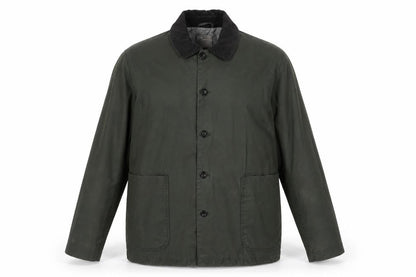 Front view of ASOS Men's Green XL Mid-Length Cotton Jacket