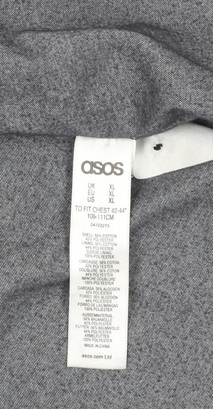 Close-up detail of ASOS Men's Green XL Mid-Length Cotton Jacket