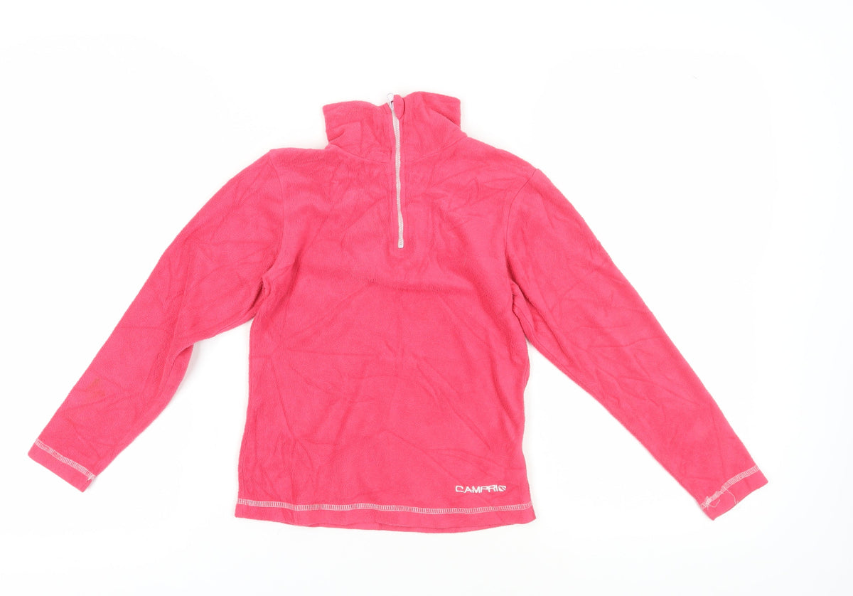 Additional front view of Campri girls’ pink fleece 1/2 zip sweatshirt 9-10 years
