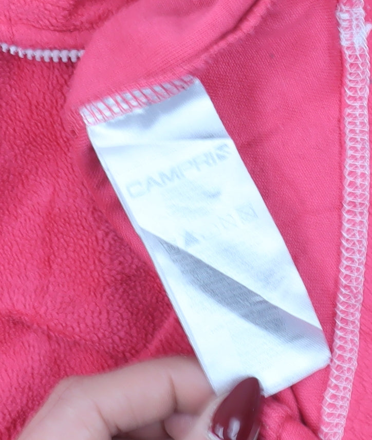 Close-up detail of Campri girls’ pink fleece 1/2 zip sweatshirt 9-10 years
