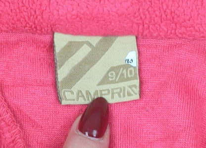 Brand and care label for Campri girls’ pink fleece 1/2 zip sweatshirt 9-10 years