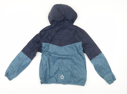 Back view of Freedom Trail boys’ blue windbreaker jacket 11-12 years