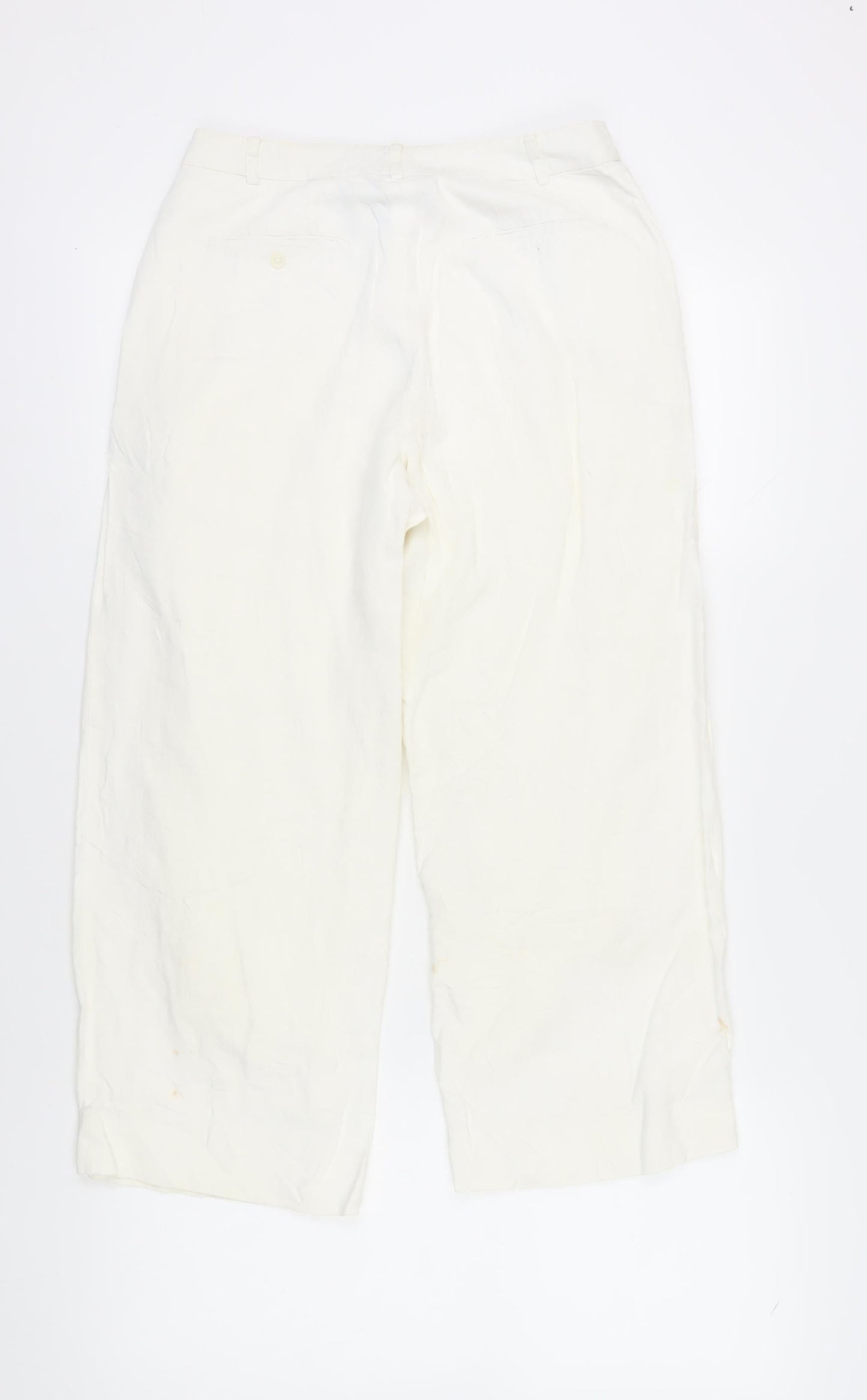 Gap Women's White Linen Wide-Leg Trousers, Size 4
