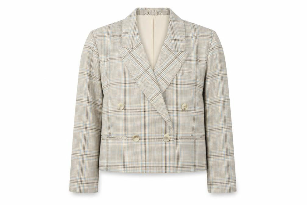 Pull & Bear Women's Beige Check Blazer L