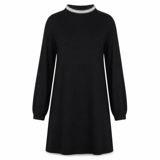 Warehouse Women's Black Beaded Shift Dress, Size 14