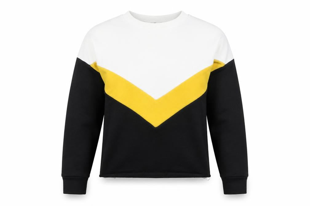 Boohoo Women's Black Gold Colourblock Sweatshirt Size 10