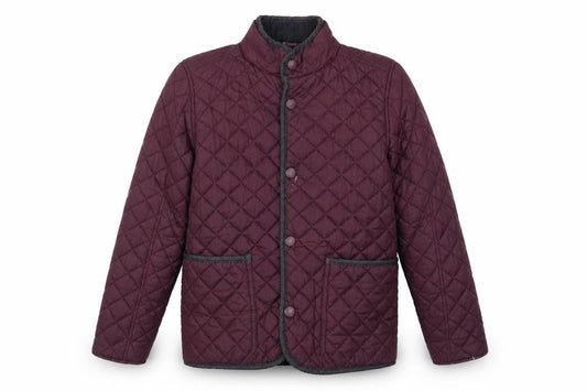 Front view of Next boys’ burgundy quilted puffer jacket 12 years