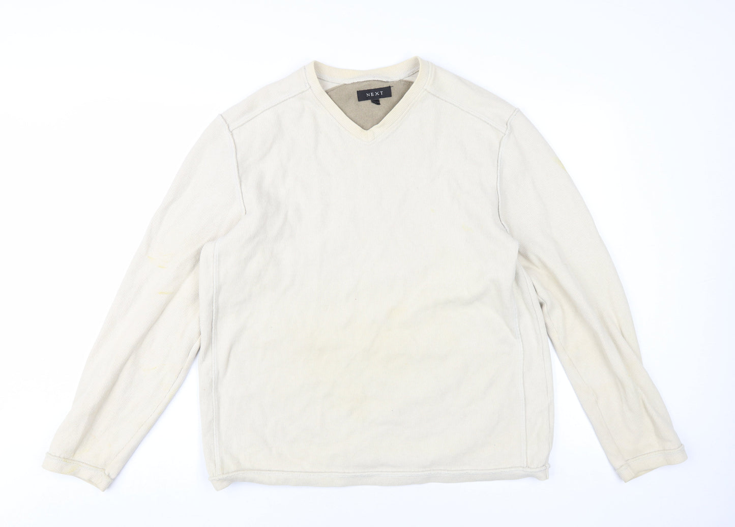 Next Men's Beige Pullover Sweatshirt L Long Sleeve