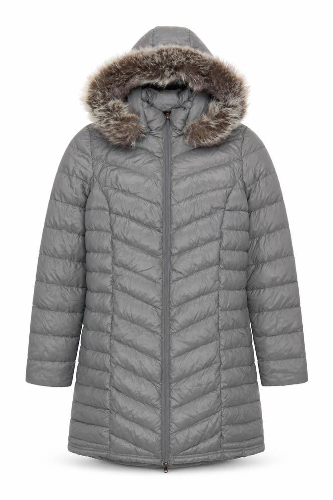 Peace Love Chill Women's Grey Puffer Jacket Coat M