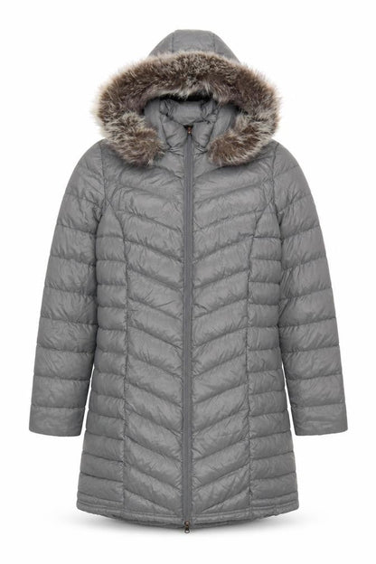 Peace Love Chill Women's Grey Puffer Jacket Coat M