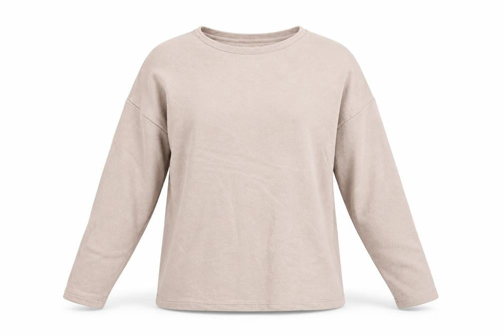 Pull & Bear Women Beige S Crew Neck Pullover Sweatshirt