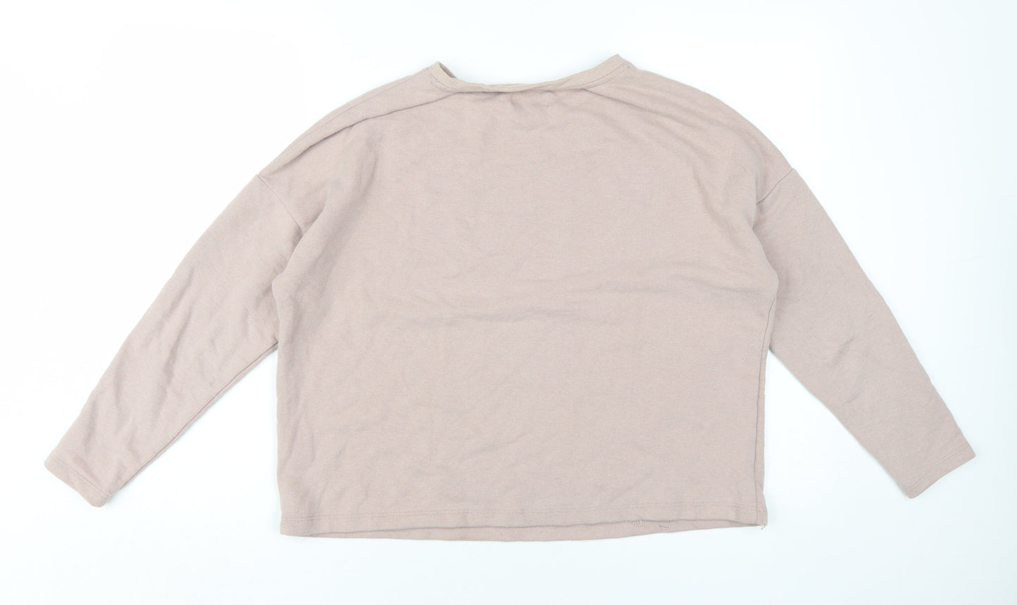 Pull & Bear Women Beige S Crew Neck Pullover Sweatshirt