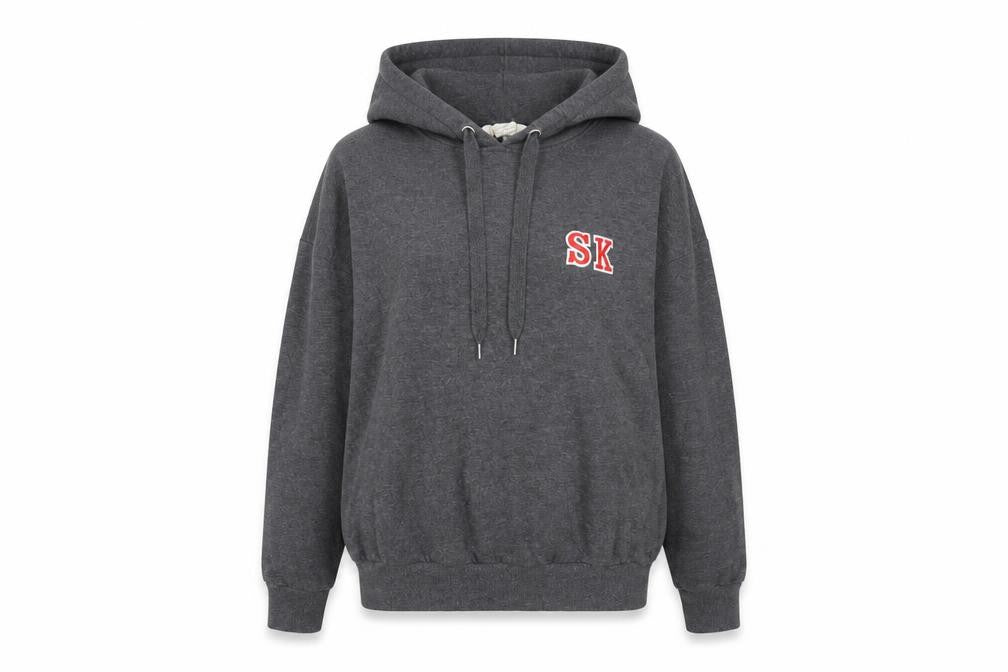 H&M Women's Grey Hoodie, Size 8, Graphic Logo