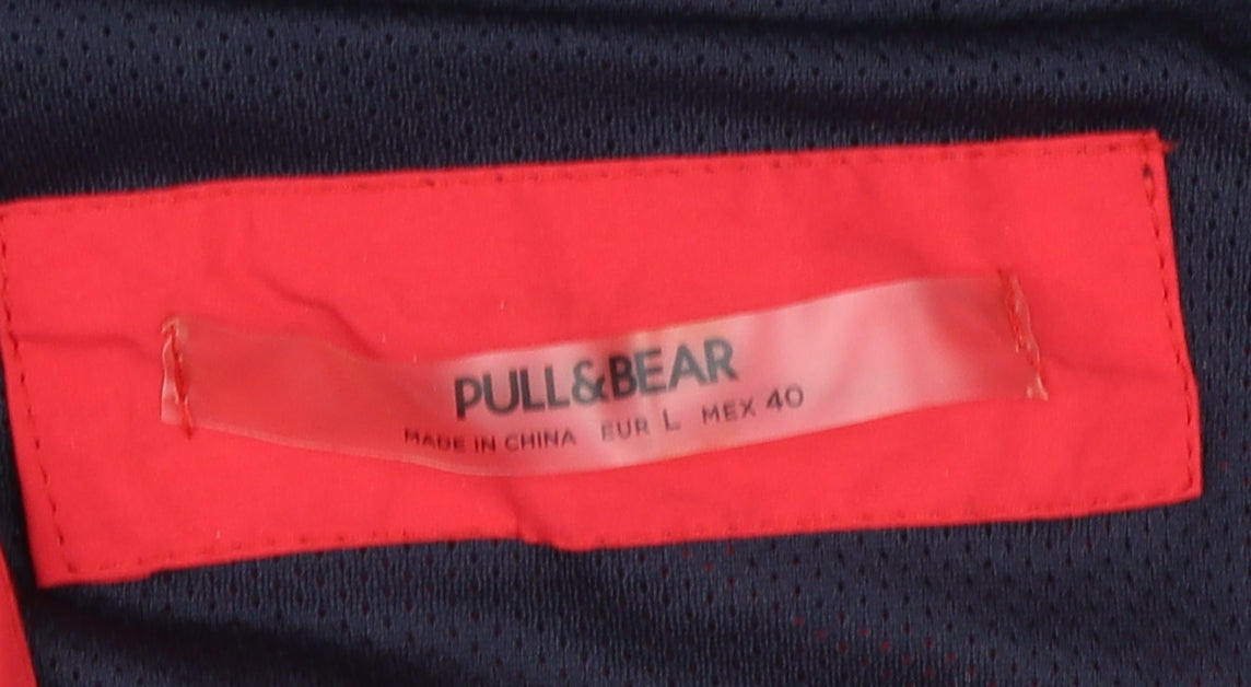 Pull&Bear Men's Red Windbreaker Jacket Size L