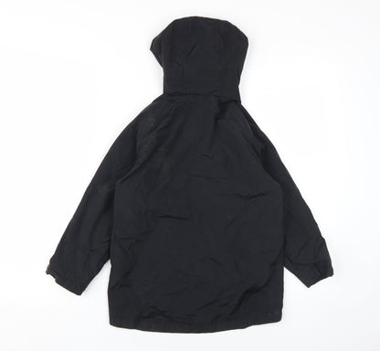 Back view of Zara boys’ black parka jacket with hood, size S