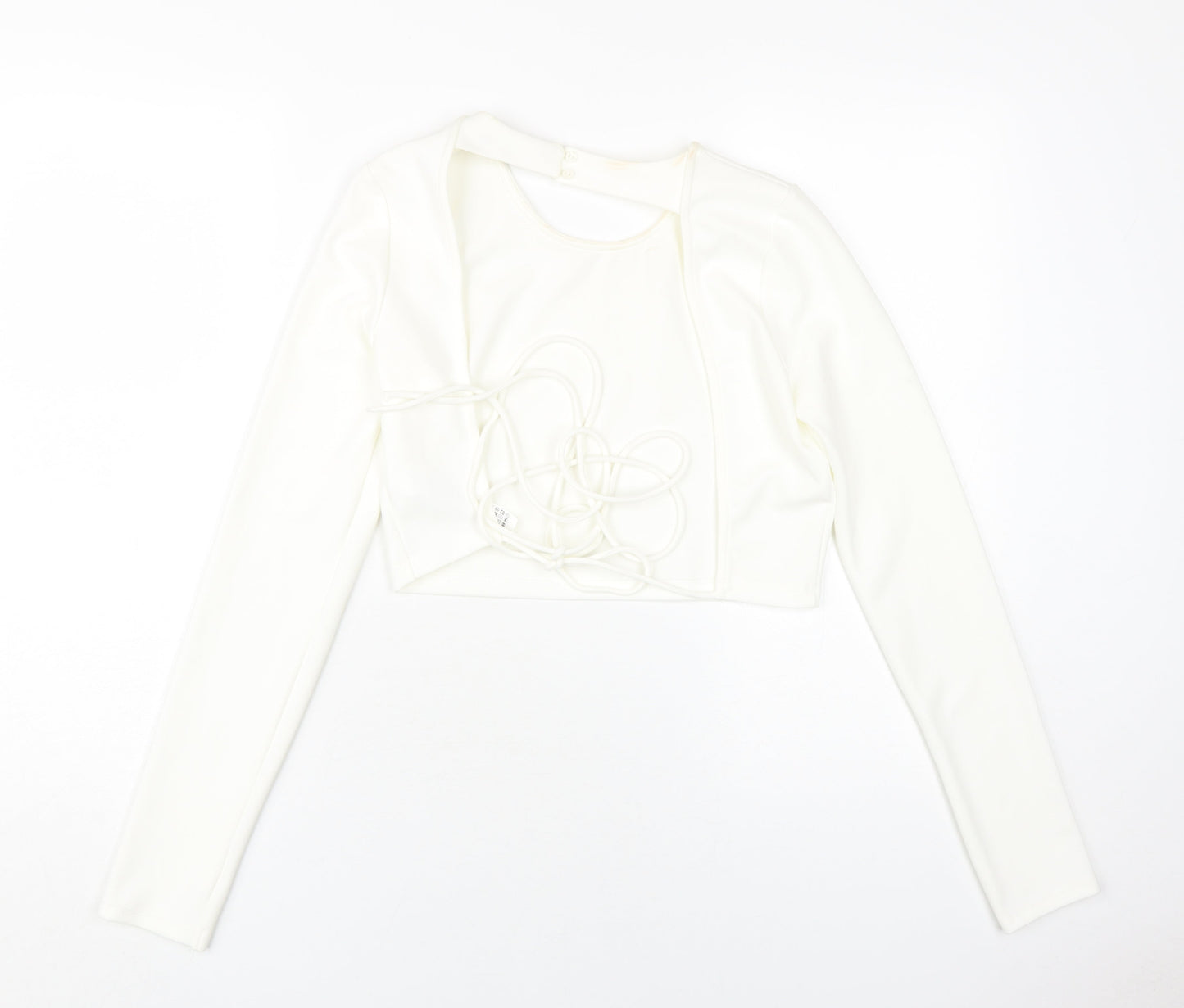 Zara Women's White Cropped Blouse, Size S, Casual Slim Fit