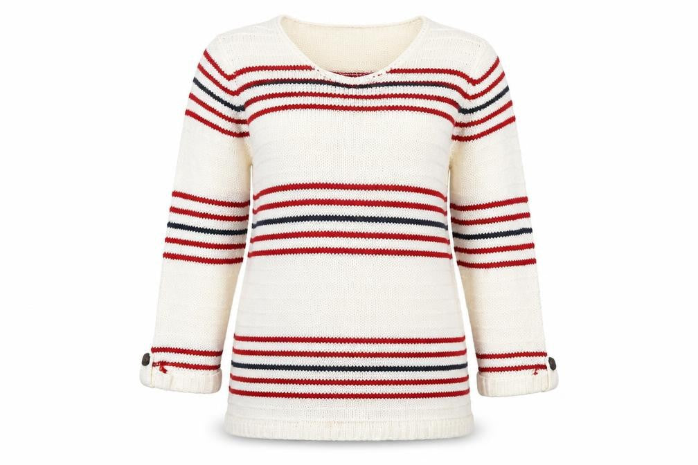 Marble Women’s White Striped Pullover Jumper
