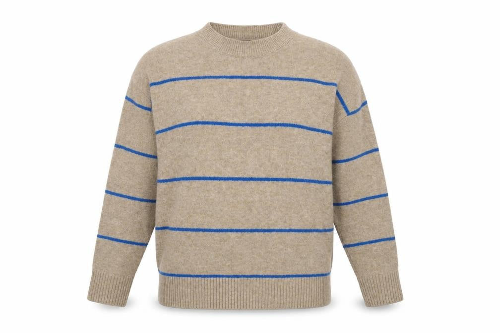 MNG Women's Beige Striped Pullover Jumper, Size M