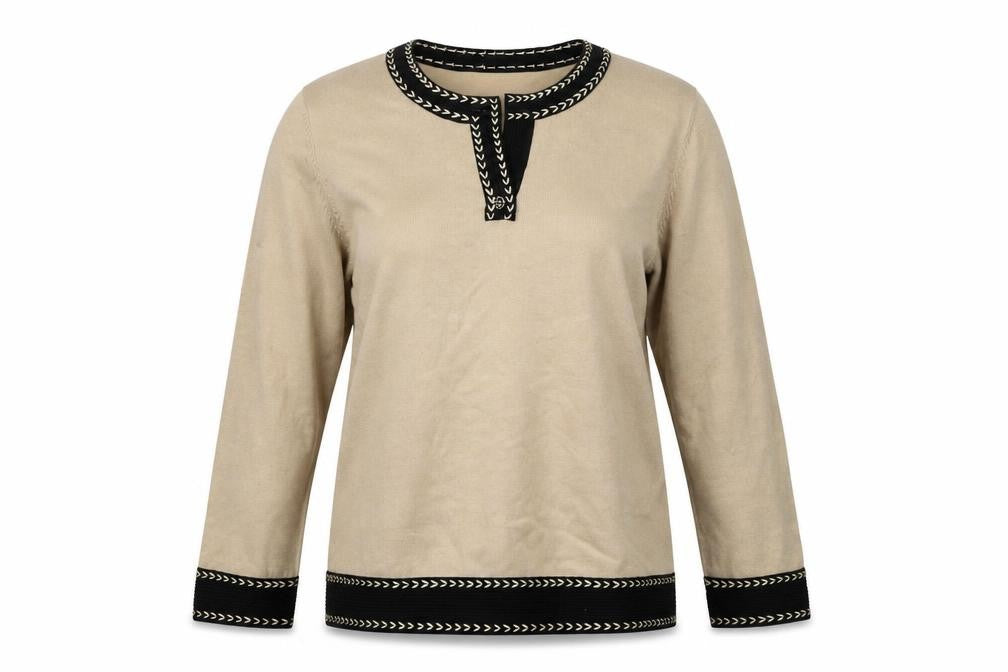 Leo & Ugo Women's Beige Henley Jumper, L