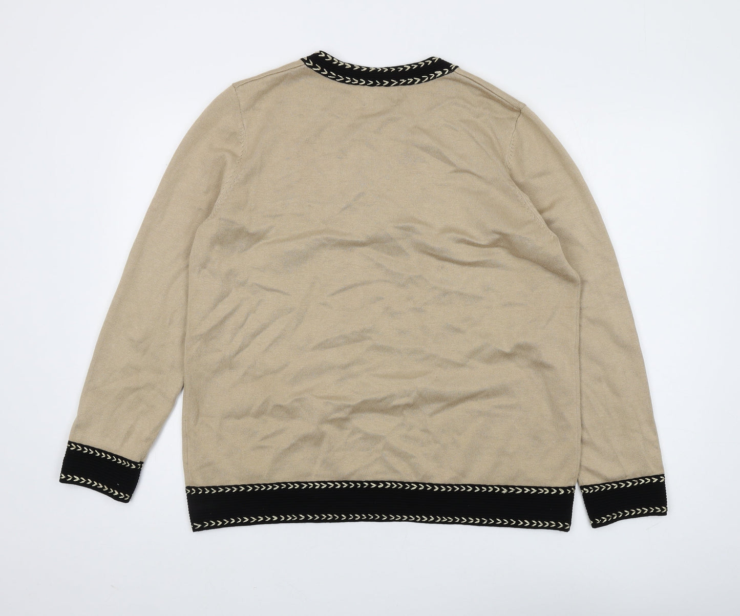 Leo & Ugo Women's Beige Henley Jumper, L