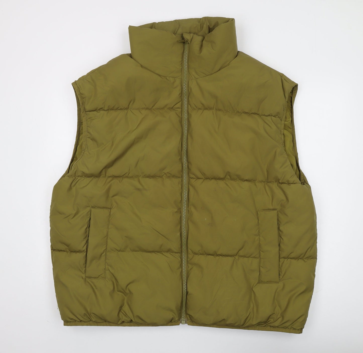 H&M Unisex Green Puffer Jacket, Size M, Full Zip