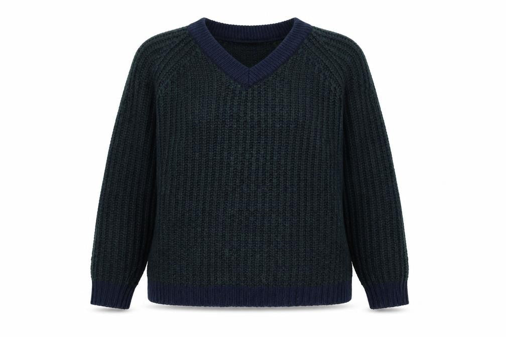 ASOS Women's Blue Chunky Knit V-Neck Jumper S