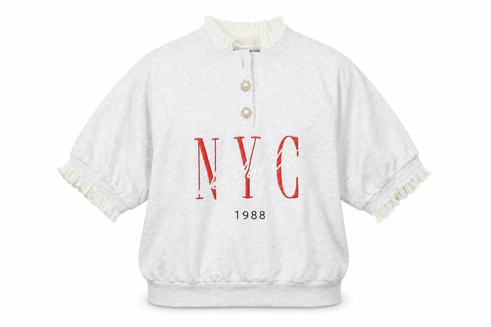 River Island Women's Grey Henley Sweatshirt M