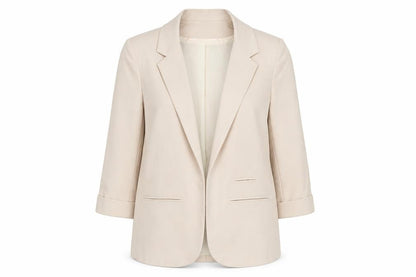 Front view of ASOS Women’s Beige Blazer, size UK 10, Regular 3/4 Sleeve