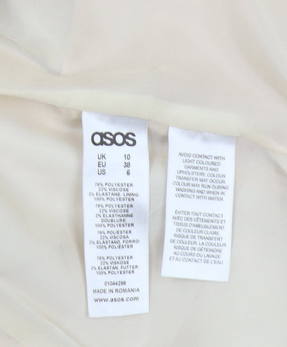 Close-up detail of ASOS Women’s Beige Blazer, size UK 10, Regular 3/4 Sleeve