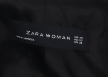 Brand and care label for Zara Woman Grey Plaid Blazer, size 4, Double-Breasted
