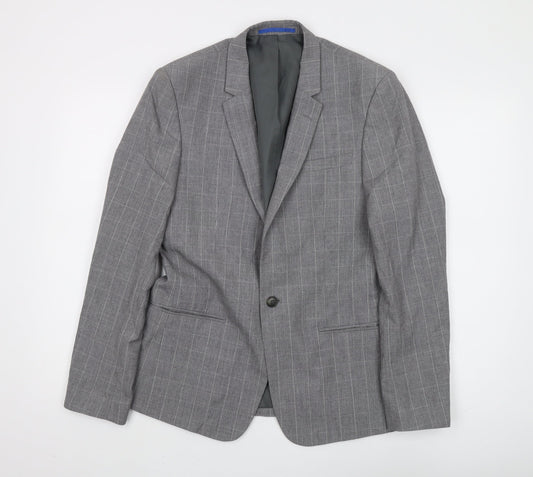River Island Men's Grey Check Suit Jacket 38R