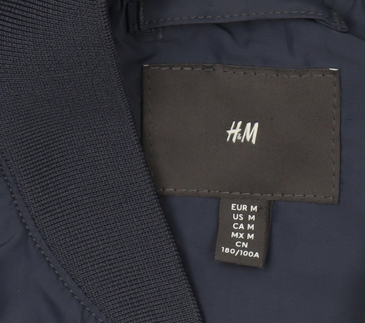 H&M Men's Blue Bomber Jacket M Lightweight Stylish