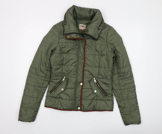 Only Women's Green Puffer Jacket, Size S, Casual Style
