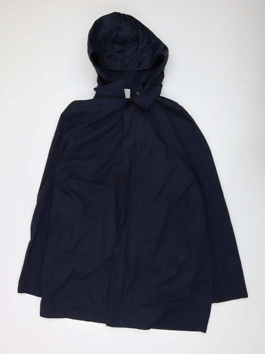 Bellfield Men's Blue Hooded Rain Coat Jacket L