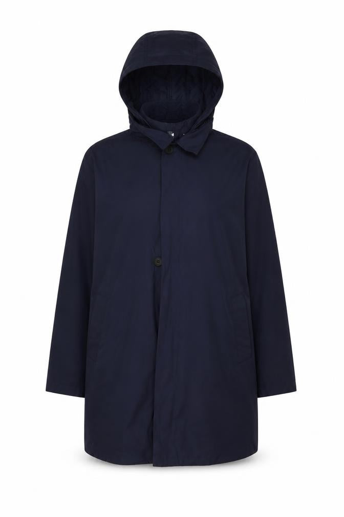 Bellfield Men's Blue Hooded Rain Coat Jacket L